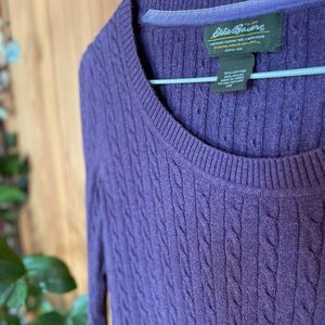 Vintage Y2K 2000’s Eddie Bauer purple cotton cable knit sweater